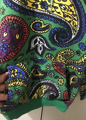 Bohem Tarz Kapüşonlu Desenli Sweatshirt - Görsel 2