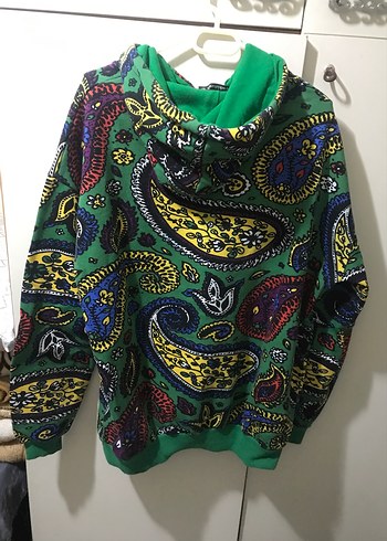 Bohem Tarz Kapüşonlu Desenli Sweatshirt - Görsel 3