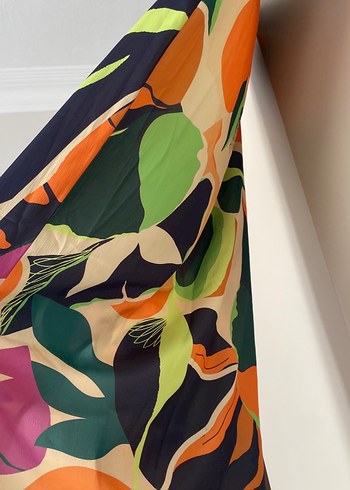 Renkli Drapeli Uzun Kadın Pareo - Görsel 3