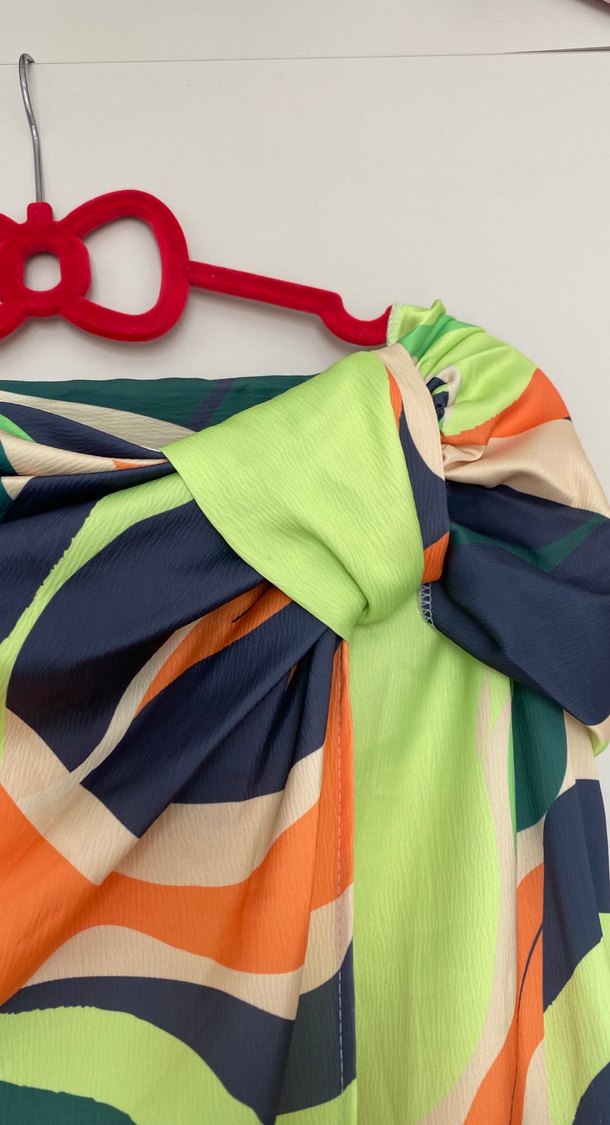 Renkli Drapeli Uzun Kadın Pareo - Görsel 2