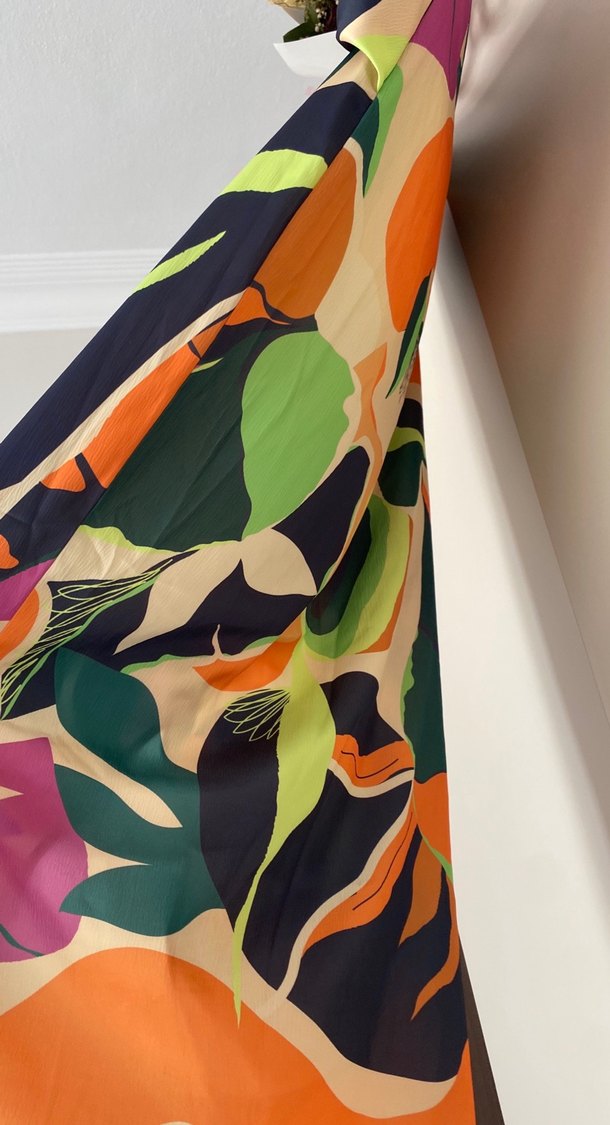 Renkli Drapeli Uzun Kadın Pareo - Görsel 3