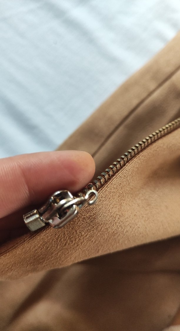 Bej Süet Midi Hamile Eteği Fermuarlı - Görsel 4