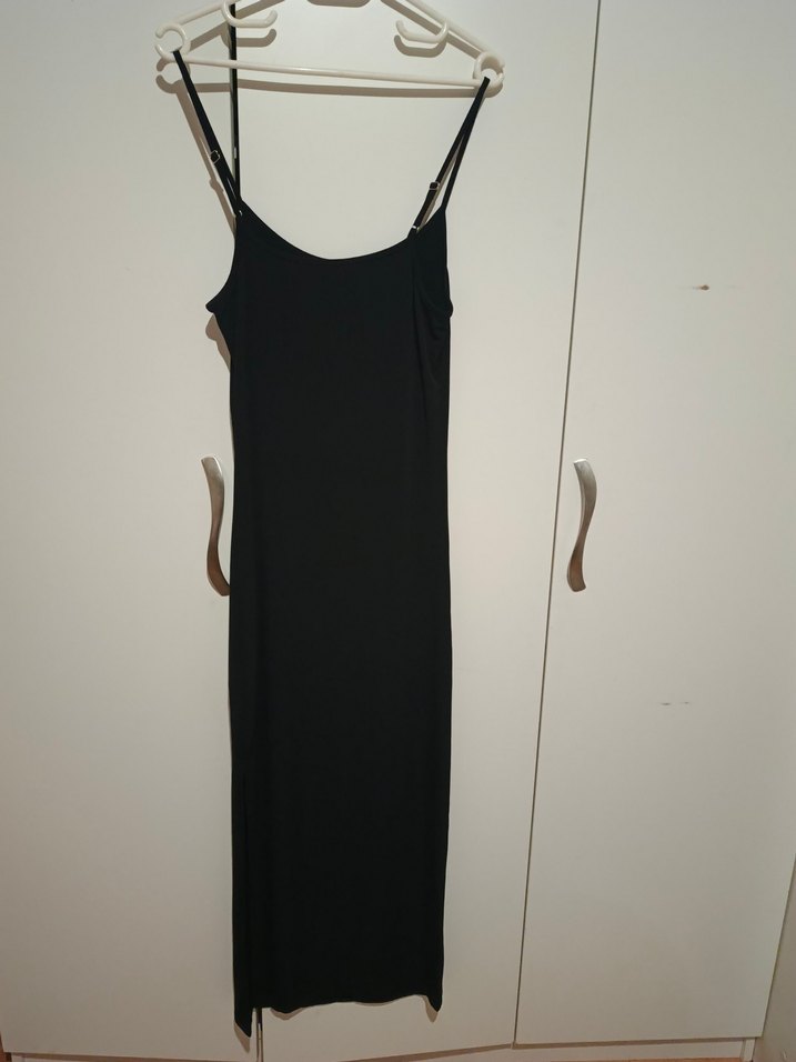 Siyah Uzun Askılı Kadın Elbise - Görsel 3