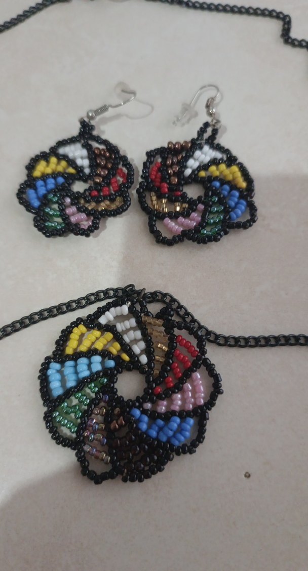 Bohem Çok Renkli Boncuklu Kolye ve Küpe Seti - Görsel 4