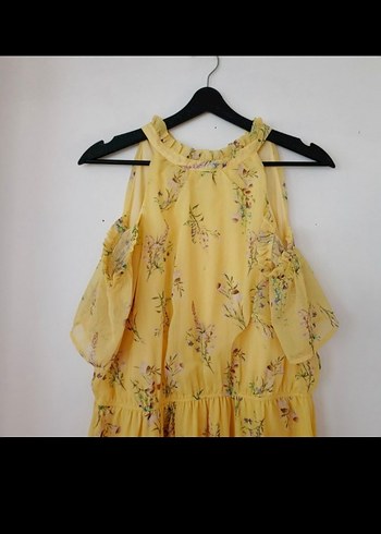 Sarı Uzun Bohem Robalı Elbise - Görsel 2