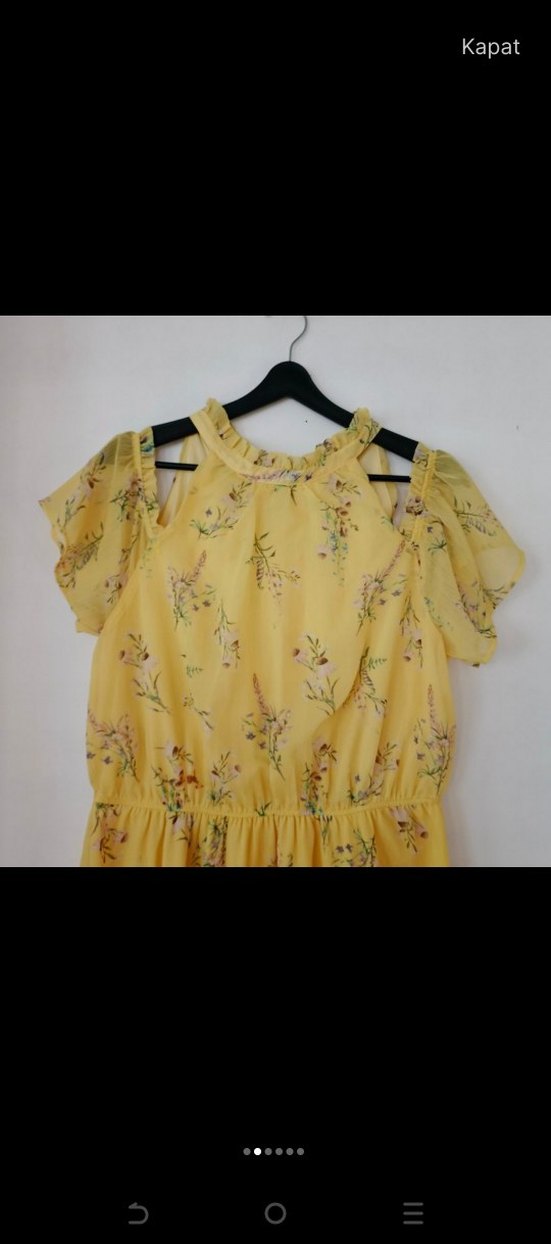 Sarı Uzun Bohem Robalı Elbise - Görsel 4