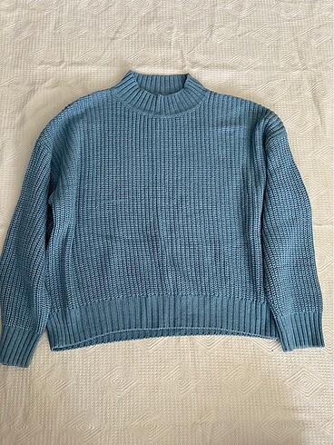 Açık mavi crop kazak