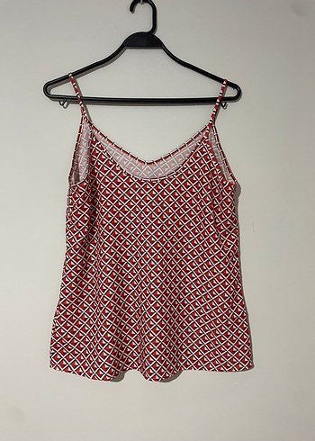 Kırmızı V Yaka Askılı Bluz - Görsel 4