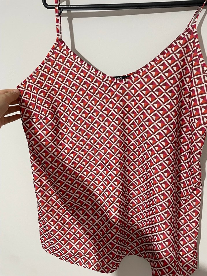 Kırmızı V Yaka Askılı Bluz - Görsel 2