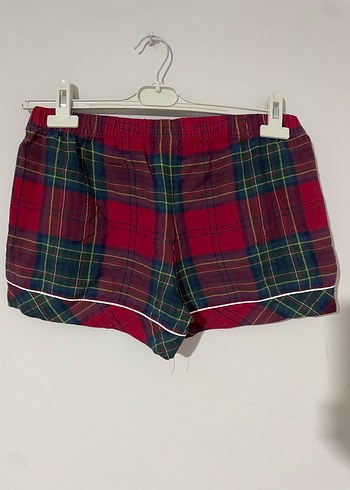 Bordo Ekose Desenli Mini Şort - Görsel 2