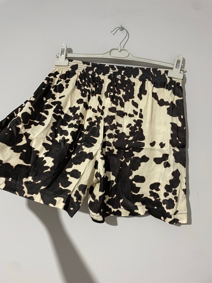 Kadın Kahverengi Batik Mini Şort - Görsel 5