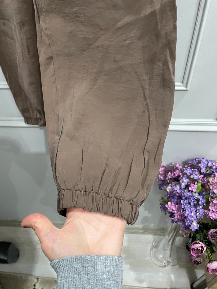 Kadın Kahverengi Keten Pantolon - Görsel 2