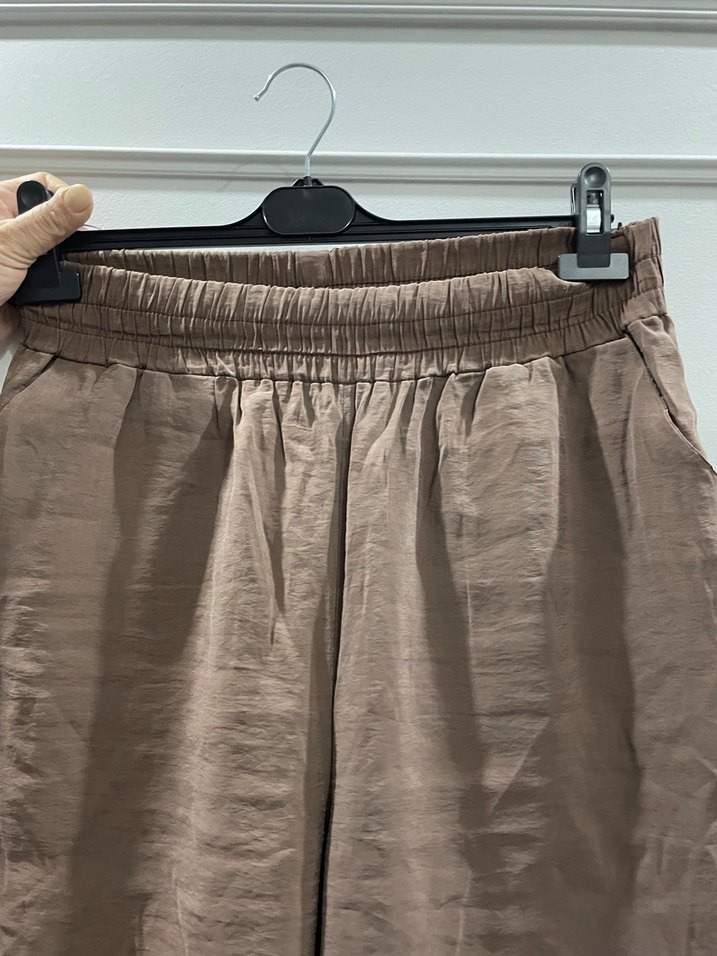 Kadın Kahverengi Keten Pantolon - Görsel 3