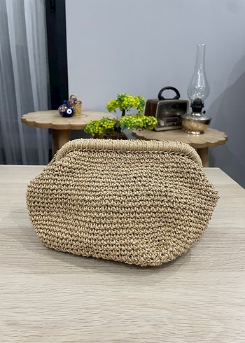 Bej Örgü Kadın El Çantası