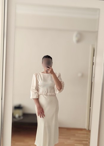 Betty & Sam Heleny özel tasarım ekru elbise - Görsel 5