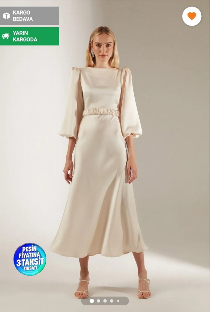 Betty & Sam Heleny özel tasarım ekru elbise - Görsel 2