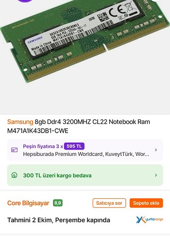 Samsung 8GB DDR4 3200MHz CL22 Notebook RAM
