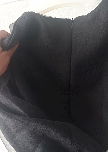 Abiye Siyah Uzun Transparan Kollu Elbise