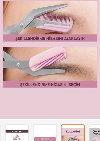 Pastel Pembe Kaş Tarağı ve Makası - Görsel 5