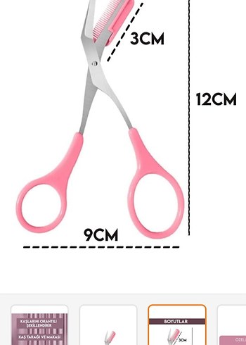 Pastel Pembe Kaş Tarağı ve Makası - Görsel 3