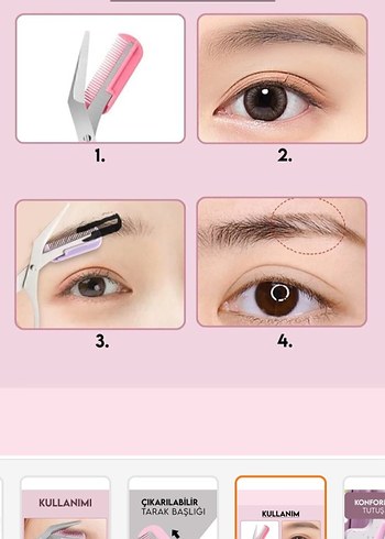 Pastel Pembe Kaş Tarağı ve Makası - Görsel 7