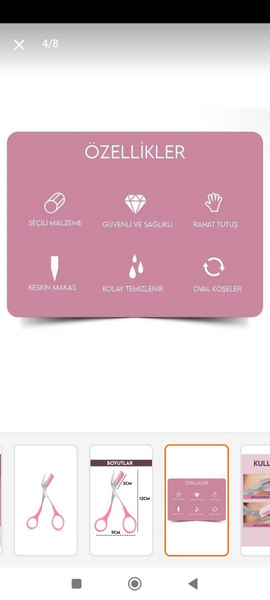 Pastel Pembe Kaş Tarağı ve Makası - Görsel 4