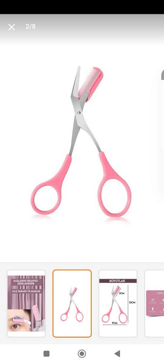 Pastel Pembe Kaş Tarağı ve Makası - Görsel 2