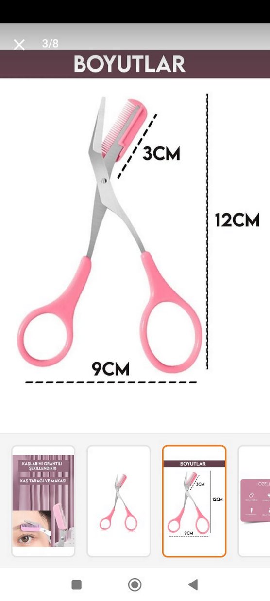 Pastel Pembe Kaş Tarağı ve Makası - Görsel 3