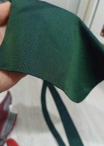 Koyu Yeşil Erkek Kravat ve Mendil Seti - Görsel 2