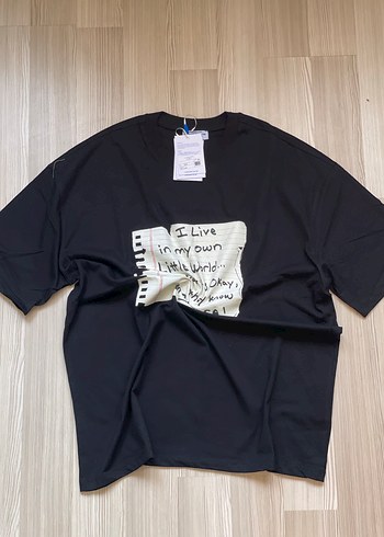 Siyah Baskılı Oversize Erkek Tişört