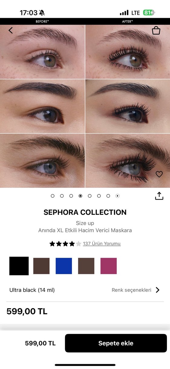 Sephora Size Up Siyah Maskara - Yoğun Hacim Veren - Görsel 3