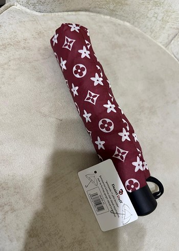 Bordo Pileli Kadın Şemsiye - Görsel 2