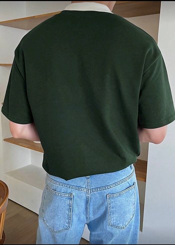 Yeşil Baskılı Kısa Kollu Oversize Tişört - Görsel 2