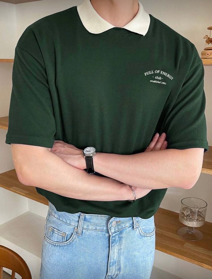 Yeşil Baskılı Kısa Kollu Oversize Tişört - Görsel 3