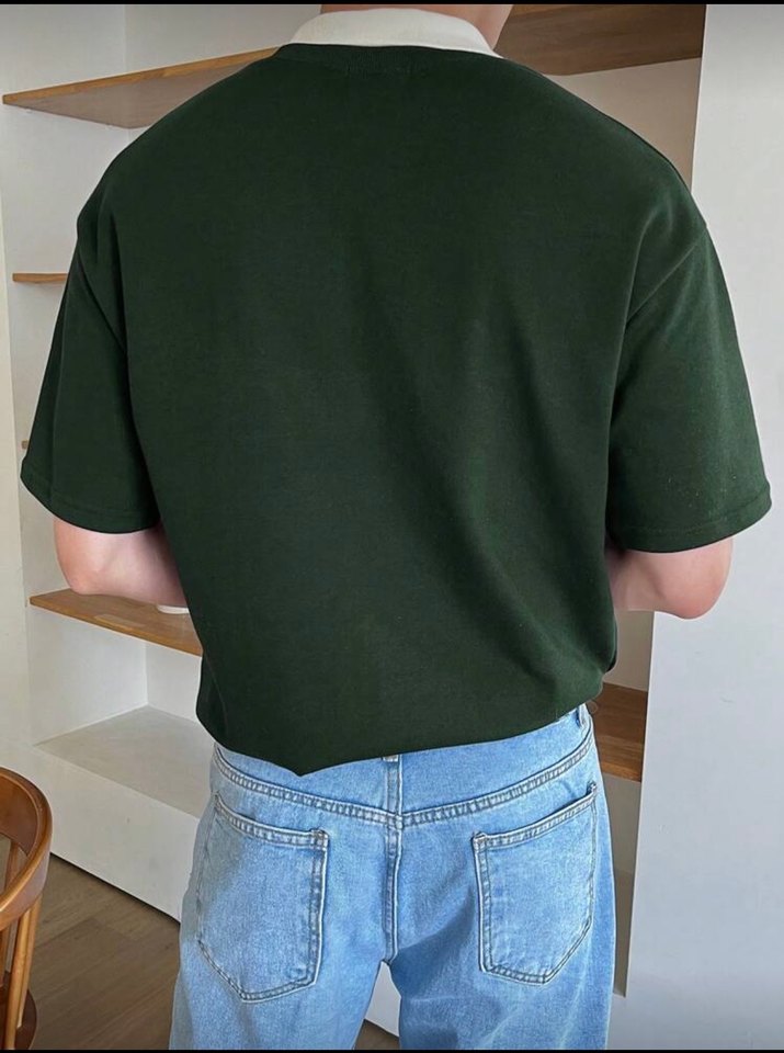 Yeşil Baskılı Kısa Kollu Oversize Tişört - Görsel 2