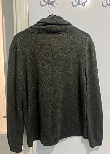 Gri Yünlü Yüksek Yakalı Erkek Triko Sweatshirt - Görsel 2