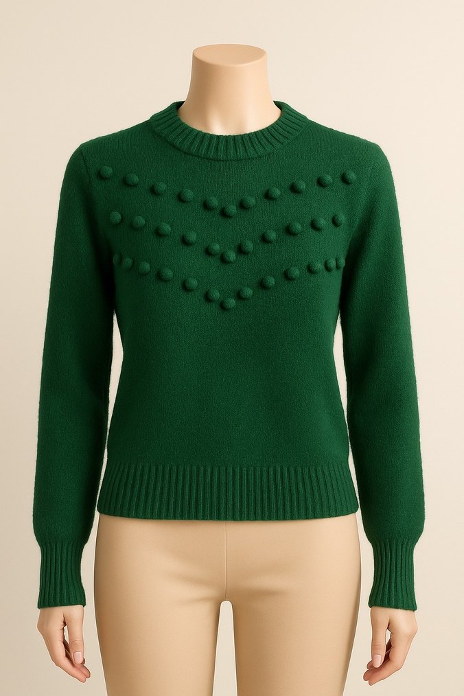 Yeşil Triko Kadın Kazak - Görsel 2