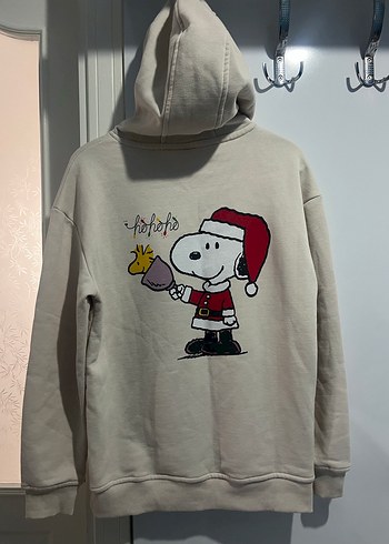 Beyaz Baskılı Kapüşonlu Sweatshirt - Görsel 4