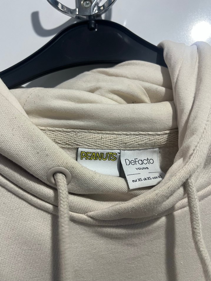 Beyaz Baskılı Kapüşonlu Sweatshirt - Görsel 3