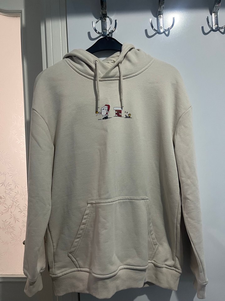 Beyaz Baskılı Kapüşonlu Sweatshirt - Görsel 2