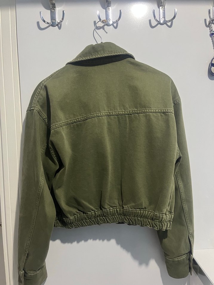 Kemerli Haki Kadın Denim Ceket - Görsel 4