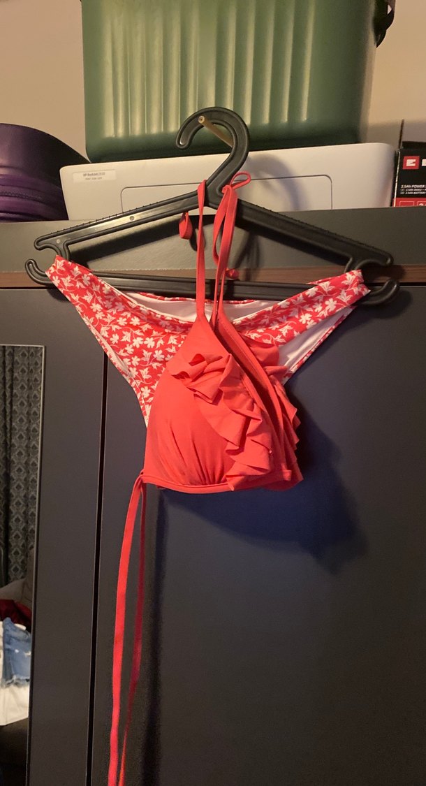 Kırmızı Desenli Strappy Bikini Altı - Görsel 2