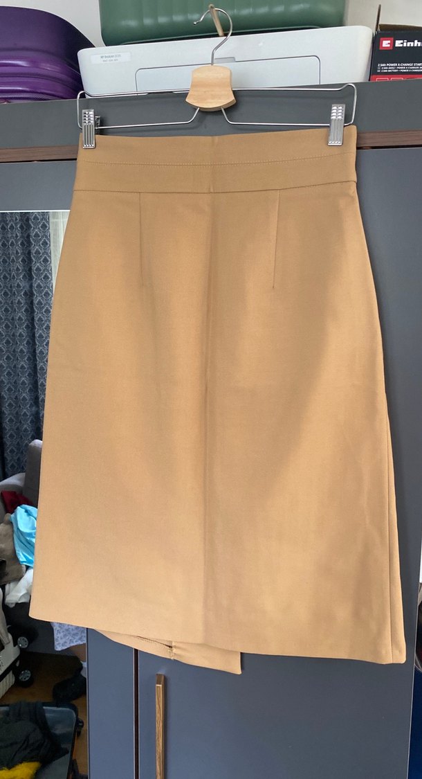 Bej Kemerli Midi  Etek - Görsel 3