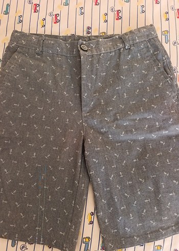 Düğmeli Gri Erkek Denim Şort
