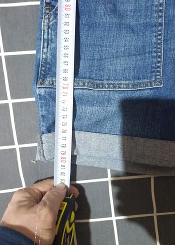 Kadın Mavi Denim Askılı Şort Tulum - Görsel 6