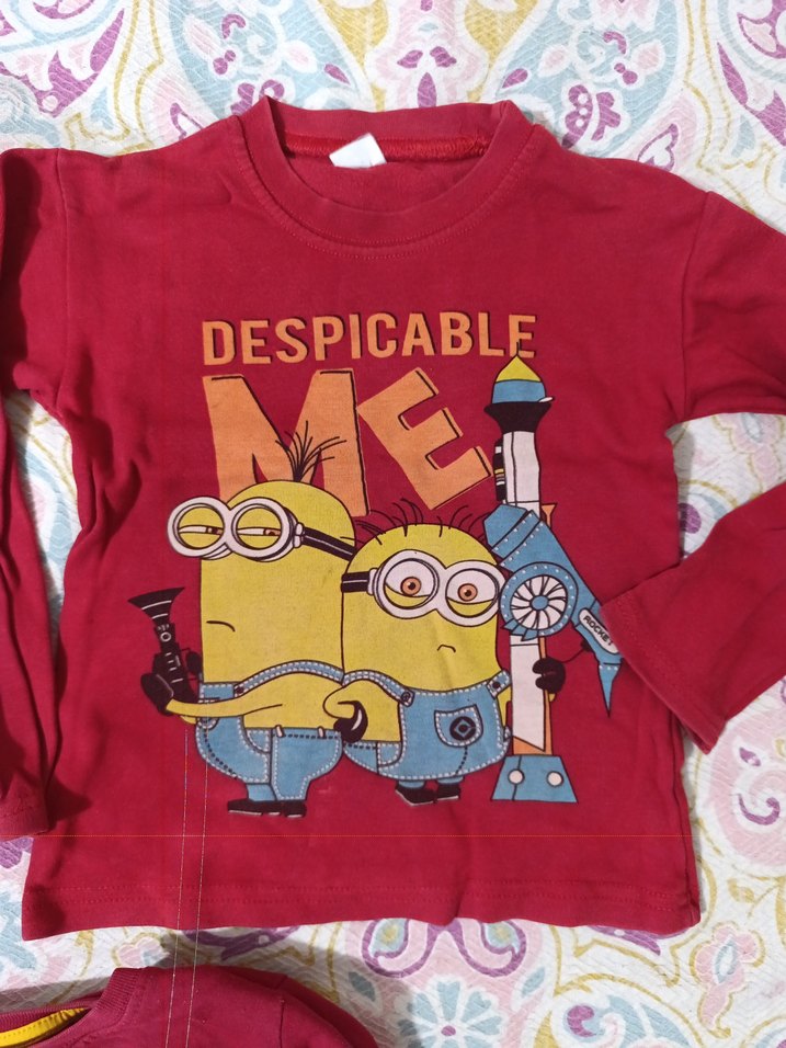 Erkek Çocuk Minyon Baskılı Kırmızı Sweatshirt - Görsel 2