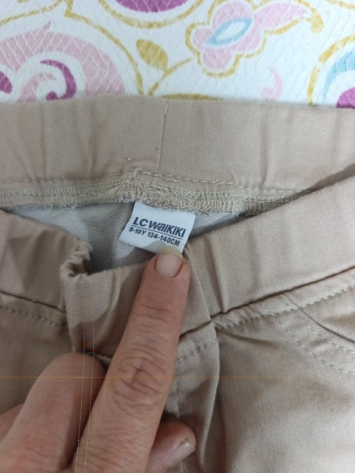 Bej renkte kız çocuk pantolon tayt - Görsel 4