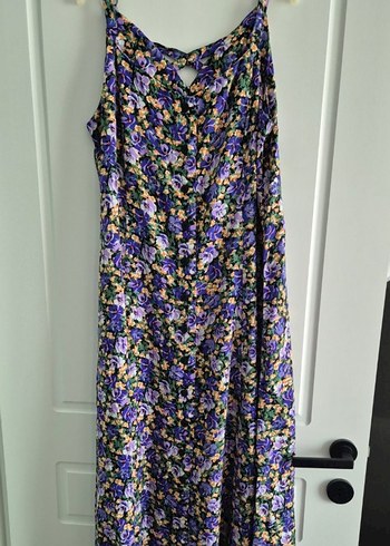LC Waikiki Bohem Mor Midi Elbise Drapeli Askılı