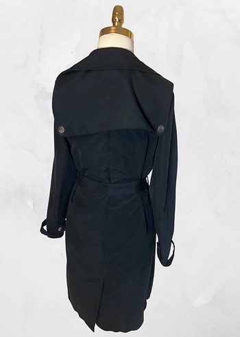 Siyah Kuşaklı Uzun Kadın Trençkot - Görsel 4