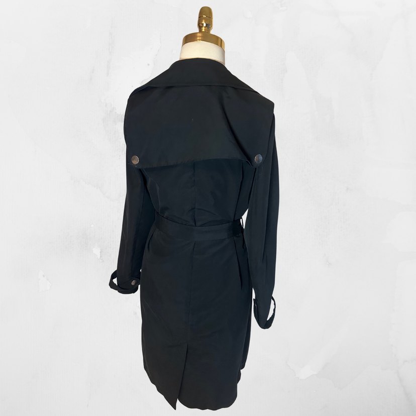 Siyah Kuşaklı Uzun Kadın Trençkot - Görsel 4